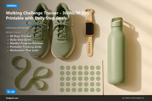 Walking Challenge Tracker - 30/60/90 Day Printable with Daily Step Goals