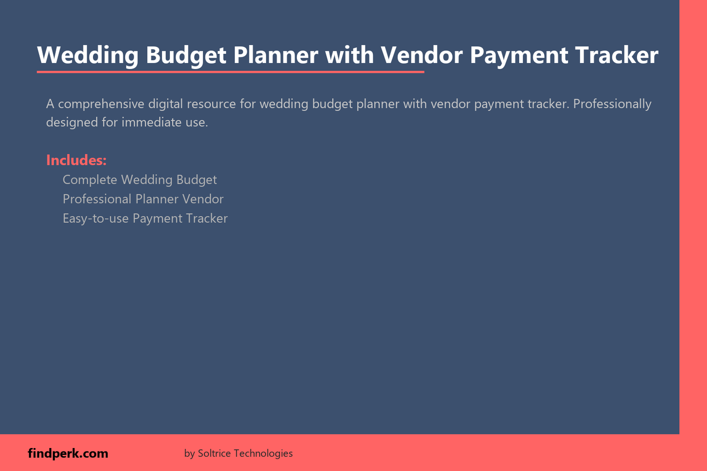 Wedding Budget Planner with Vendor Payment Tracker