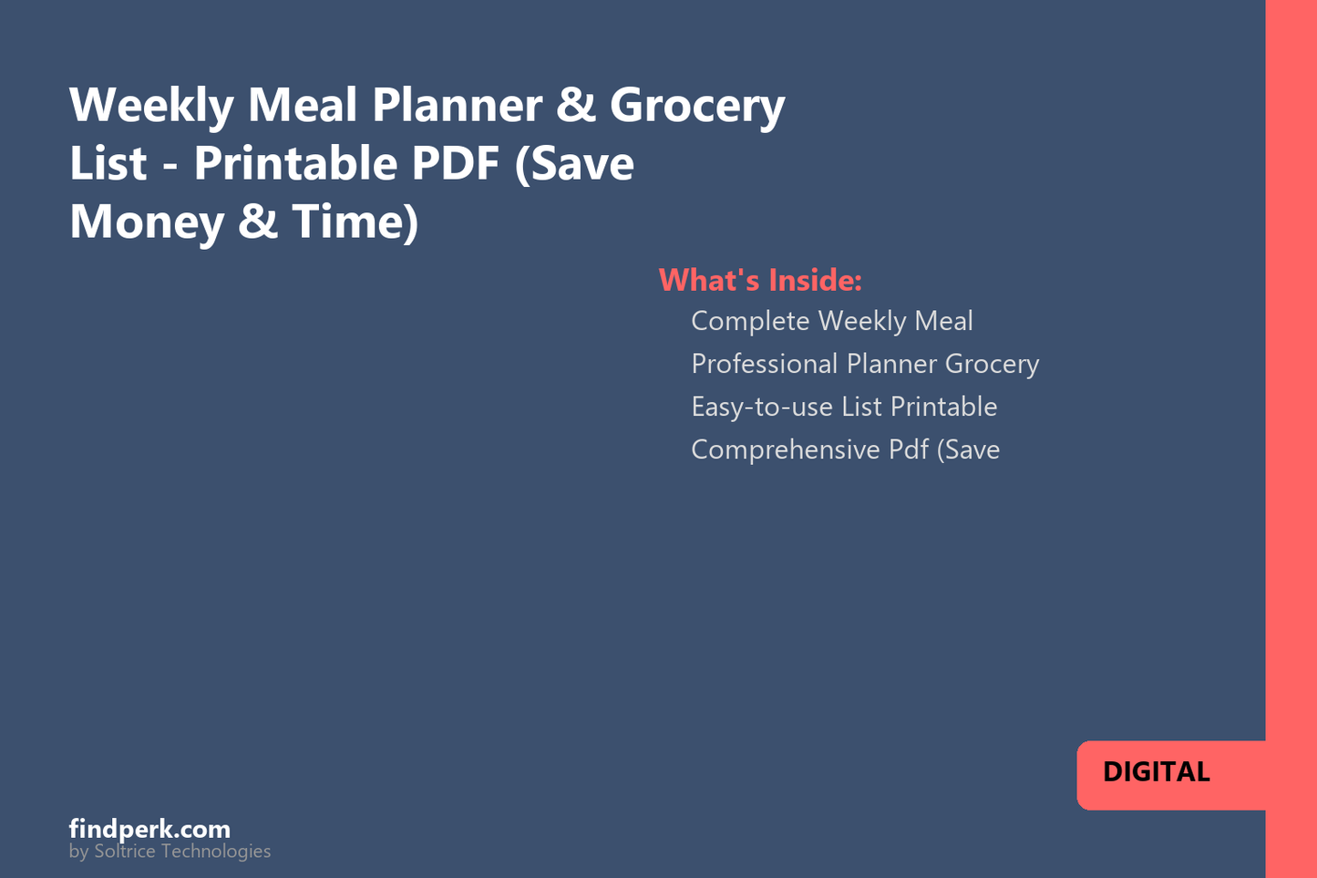 Weekly Meal Planner & Grocery List - Printable PDF (Save Money & Time)