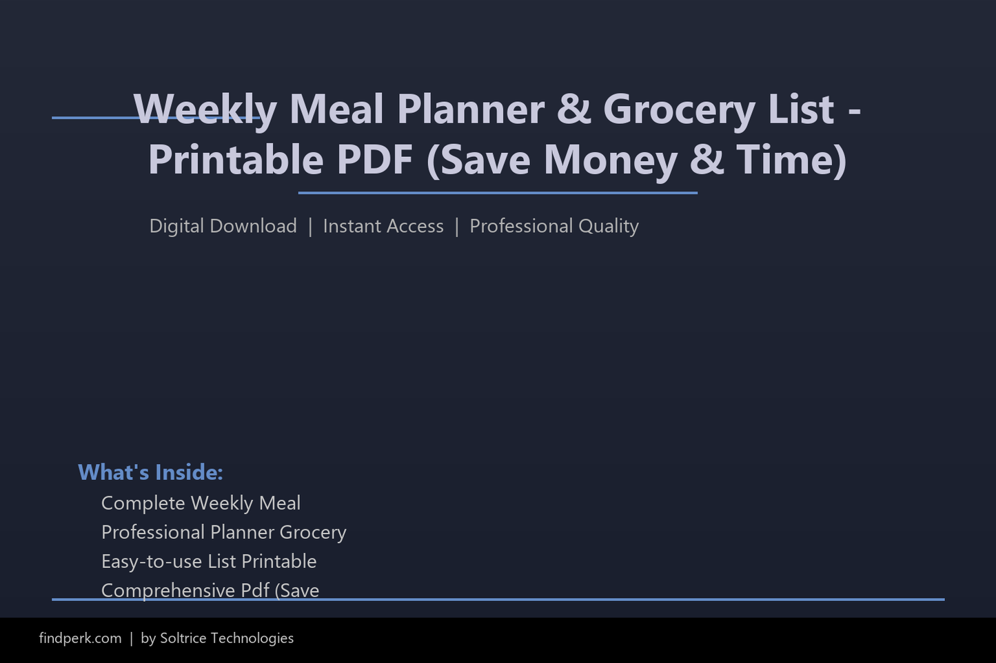 Weekly Meal Planner & Grocery List - Printable PDF (Save Money & Time)