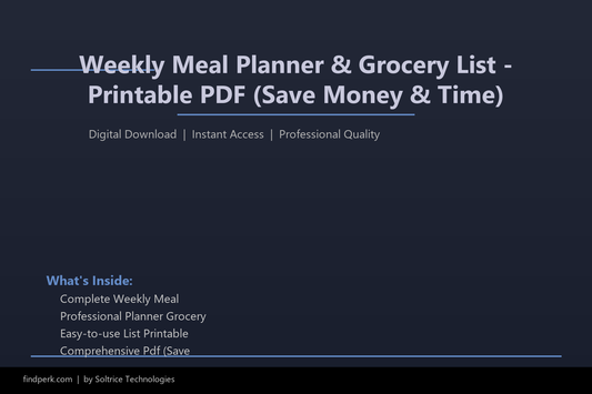 Weekly Meal Planner & Grocery List - Printable PDF (Save Money & Time)