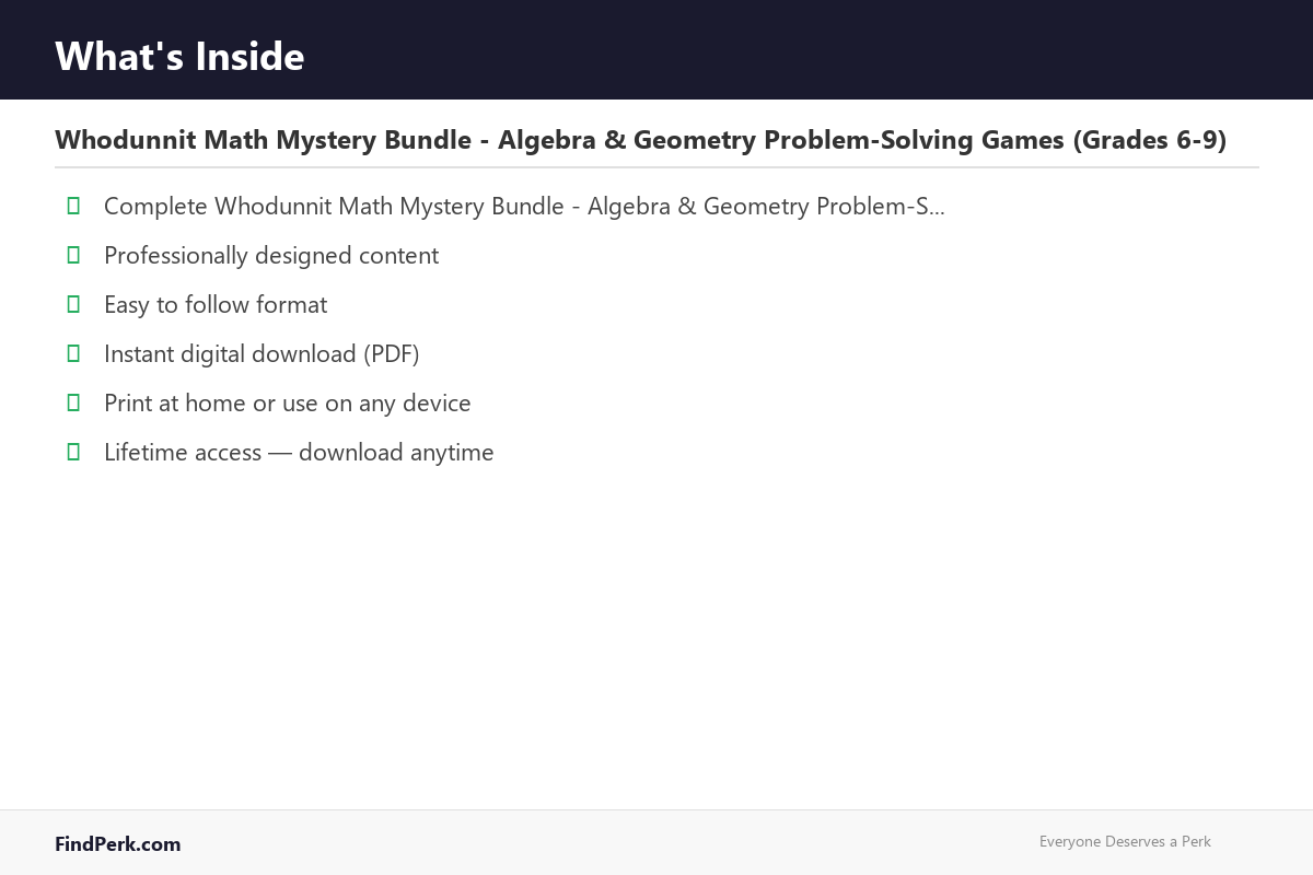 Whodunnit Math Mystery Bundle - Algebra & Geometry Problem-Solving Games (Grades 6-9)