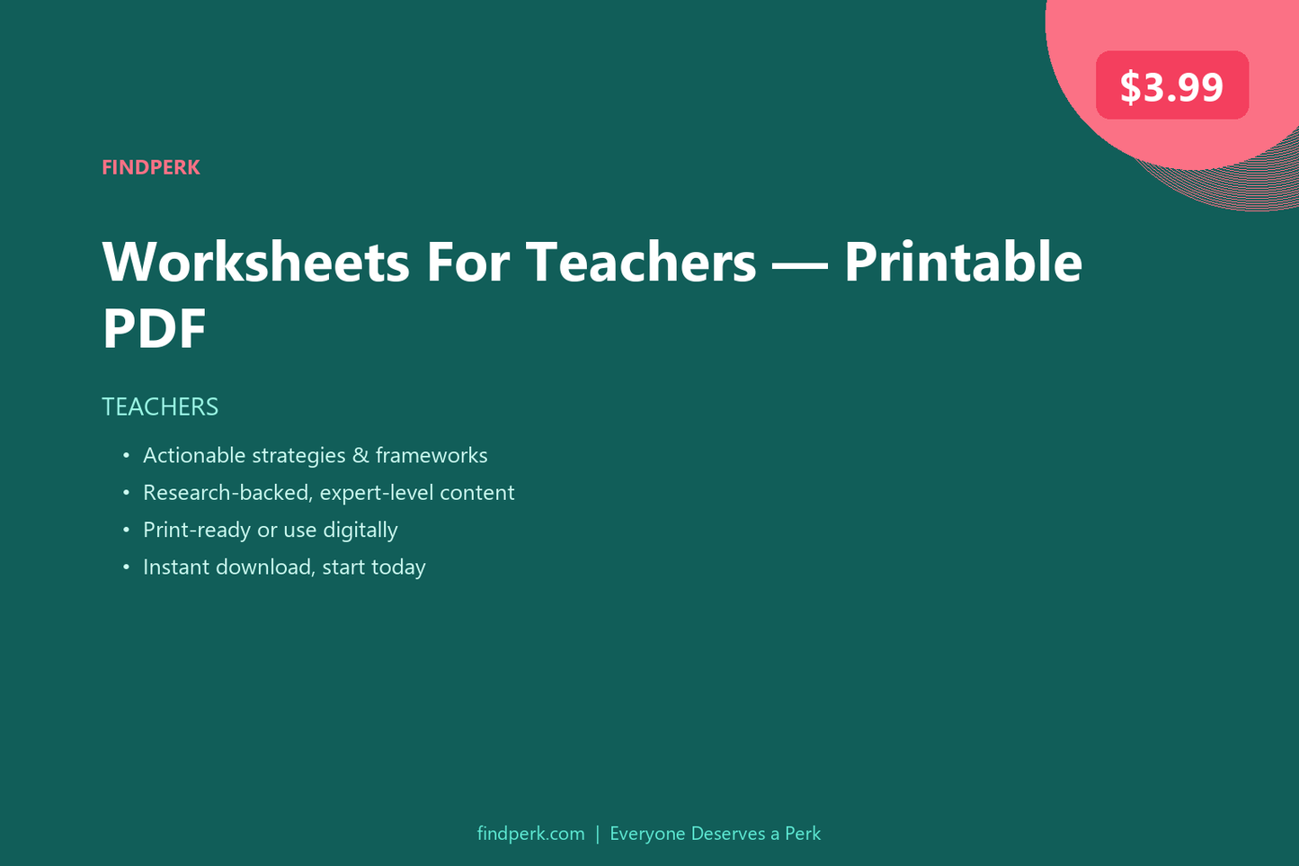 Worksheets For Teachers — Printable PDF