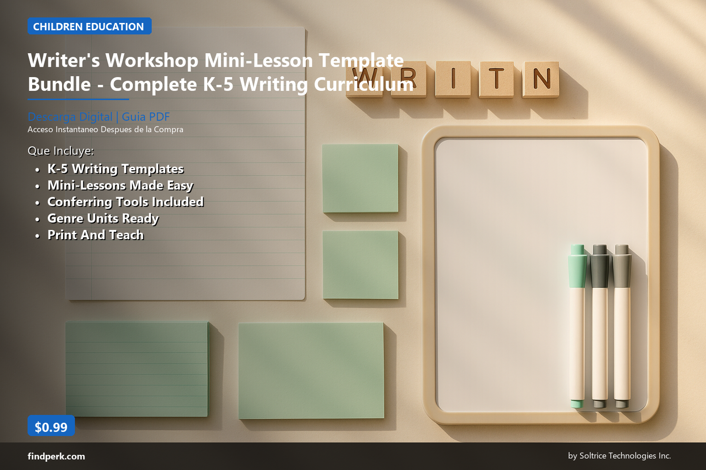 Writer's Workshop Mini-Lesson Template Bundle - Complete K-5 Writing Curriculum