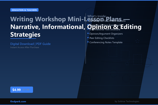 Writing Workshop Mini-Lesson Plans — Narrative, Informational, Opinion & Editing Strategies