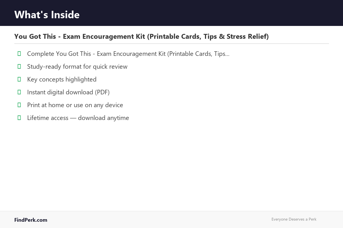 You Got This - Exam Encouragement Kit (Printable Cards, Tips & Stress Relief)