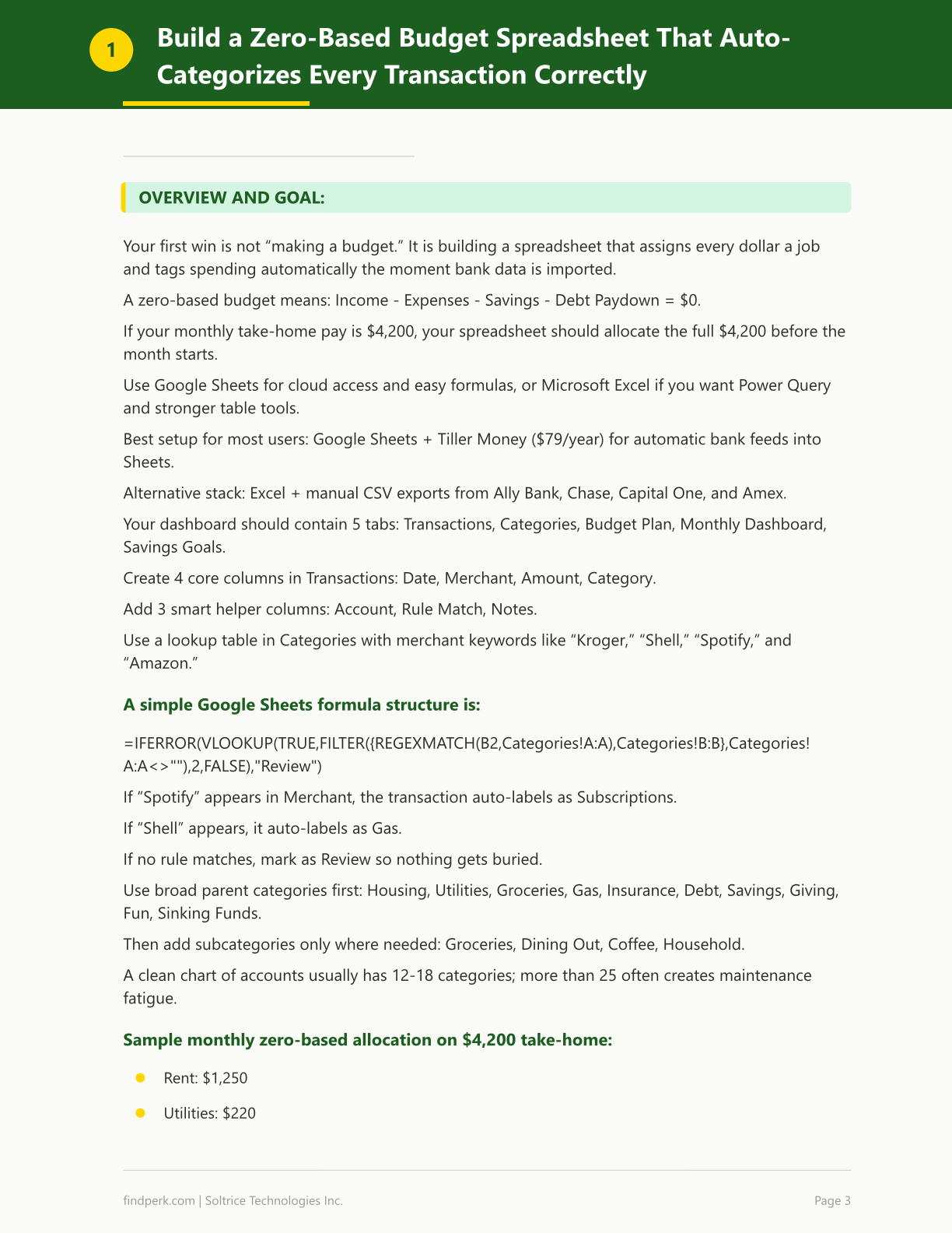 Zero-Based Budget Spreadsheet Auto-Categorize Dashboard